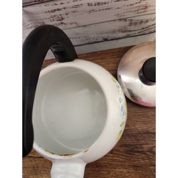 Finland Kaarna enamel Vintage Teapot in a Floral Bouquet - Picture 8 of 9